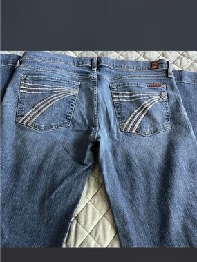 Seven7 Classic Blue Denim Jeans with Curved Back Pocket Stitching